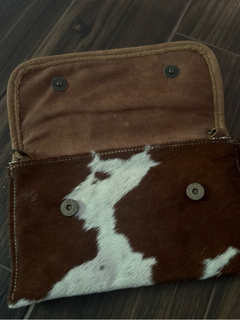 Myra ag Cowhide Hair-on Leather Clutch Brown & White - Picture 3 of 5